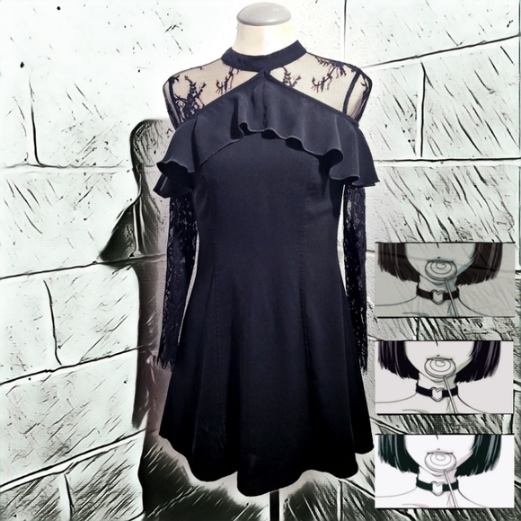 punk rave Dresses & Skirts - Punk rave Black Collared Lace Dress